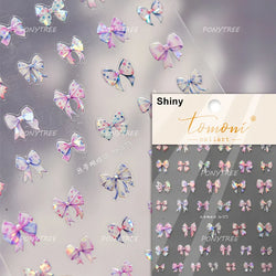 Delicate Jelly chic Bowknot Silk Ribbon Knot Star Shiny Dreamy Self Adhesive Nail Art Decorations Sticker Dressy Manicure Decals (ONLINE ORDER ONLY)