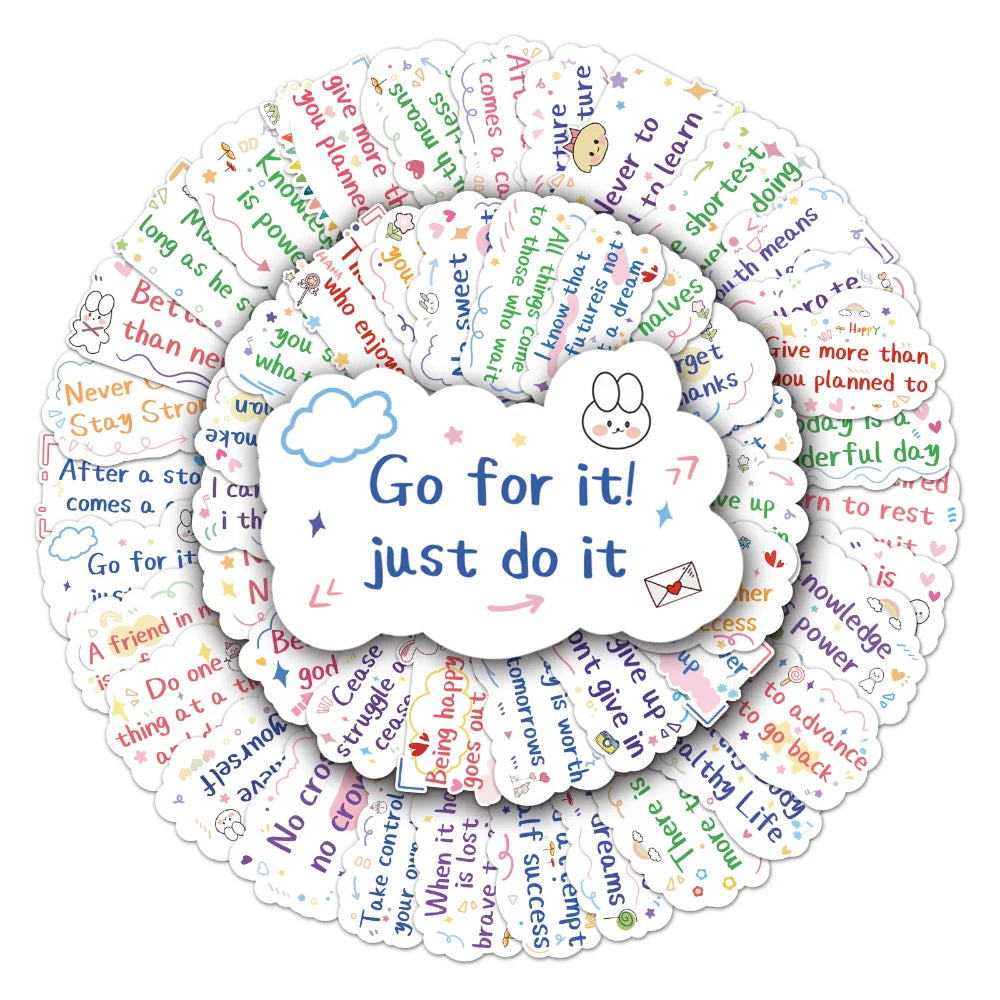 10/50pcs Motivational Phrases Sticker Inspirational Life Quotes DIY Stationery Laptop Study Room Scrapbooking Graffiti Decals (ONLINE ORDER ONLY)
