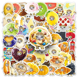 Kawaii Cat Food Meme Stickers Decals for Laptop, Luggage, Phone, Bike, Fridge - 10/30/50pcs (Online Order Only)