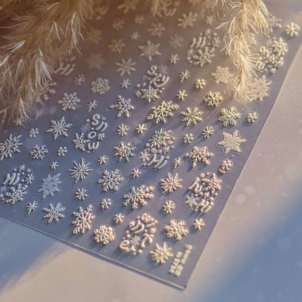 Dressy Embossment Colorful Gradient Snowflakes Laser Silver Christmas Tree Winter Bowknot Santa Nail Art Stickers Manicure Decal (Online Order Only)