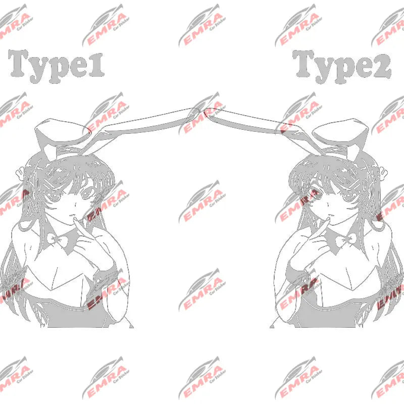 Anime Sticker Rabbit Girl For Car Stickers Decoration Window Door Rear Windshield External Accessories Die Cutting Vinyl Decals (ONLINE ORDER ONLY)