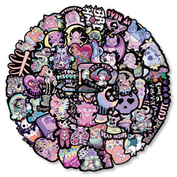 10/30/56pcs Cute Gothic Dark Horror Stickers Halloween Imp Skull Cartoon Decals for Kids Notebook Laptop Guitar Car Sticker Toy (ONLINE ORDER ONLY)