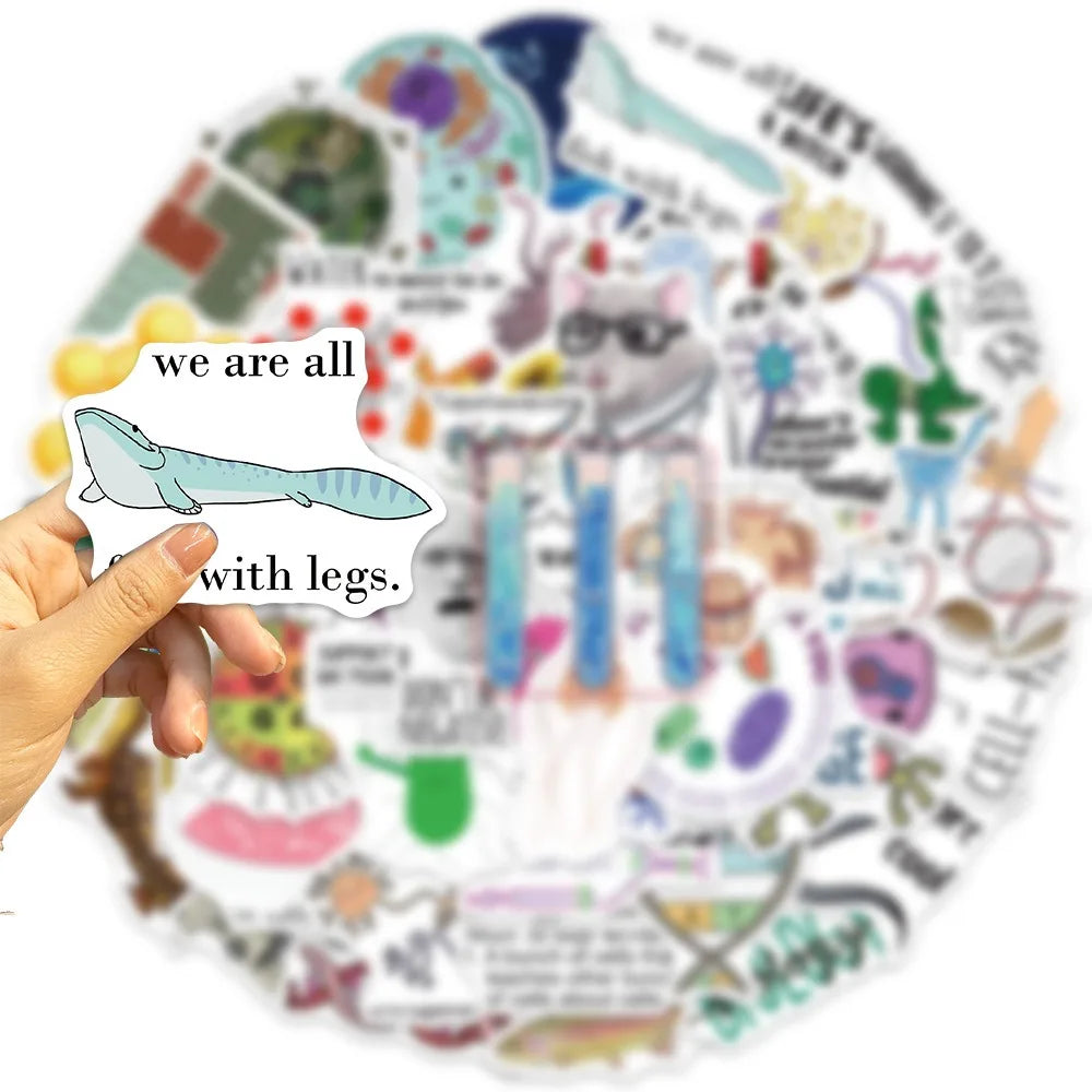 50/100Pcs Cartoon Interesting Chemical Biology Graffiti Stickers Decoration Guitar Notebook Luggage DIY Waterproof Wholesale (ONLINE ORDER ONLY)