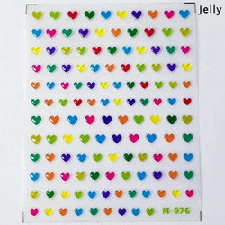 Flat Small Pink Brown Halo Dyeing Love Heart Geometric Leopard Shiny Jelly Chic Embossed Relief Nail Art Stickers Manicure Decal (Online Order Only)