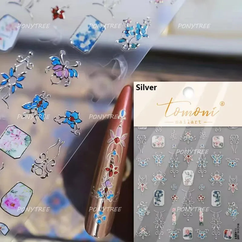 Hot Stamping Pearl Mahjong Get Rich Winning Card Bowknot Self Adhesive Nail Art Stickers Character Photo Frame Manicure Decals (Online Order Only)