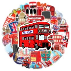 10/30/50PCS Red London Sticker Aesthetic PVC DIY Children's Korean Stationery School Supplies Decoration Scrapbooking for Kids (ONLINE ORDER ONLY)