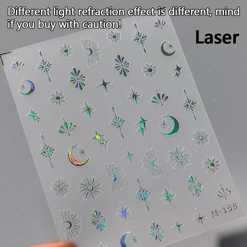 Shiny Laser Constellation Totem Pink Blue Gold Silver Shell Starfish Moon Star 3D Self Adhesive Nail Art Sticker Manicure Decals (ONLINE ORDER ONLY)
