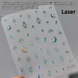 Shiny Laser Constellation Totem Pink Blue Gold Silver Shell Starfish Moon Star 3D Self Adhesive Nail Art Sticker Manicure Decals (ONLINE ORDER ONLY)