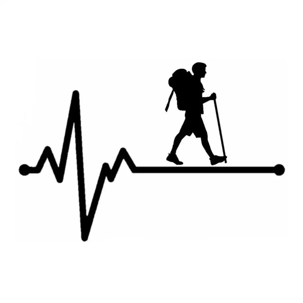 Car Stickers Decor Motorcycle Decals Hiking Man Lifeline Heartbeat Decal Decorative Accessories Creative Waterproof (Online Order Only)