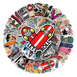 10/50PCS Sports Skateboard Stickers Laptop Bicycle Guitar Skateboard Sticker Kid DIY Graffiti Waterproof Personalized Stickers (Online Order Only)