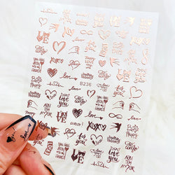 1PC Heart Love Design 3D Nail Art Sticker English Letter Self-Adhesive Slider Valentine's Day DIY Manicure Tips Accessories Tool (ONLINE ORDER ONLY)