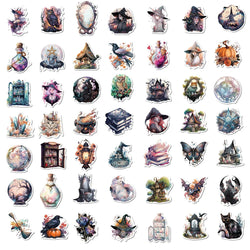 10/30/50pcs Cool Art Gothic Magic Witch Aesthetic Stickers Decorative Anime Decals Laptop Suitcase Waterproof Sticker Kids Toy (ONLINE ORDER ONLY)