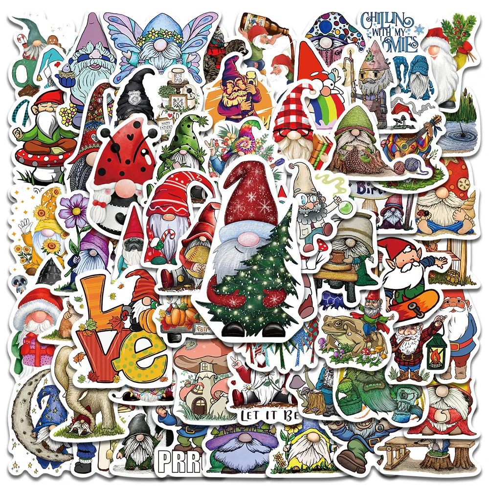 60PCS Christmas Santa Claus Stickers Vintage Notebook Luggage Laptop Decals Kids Toy (Online Order Only)