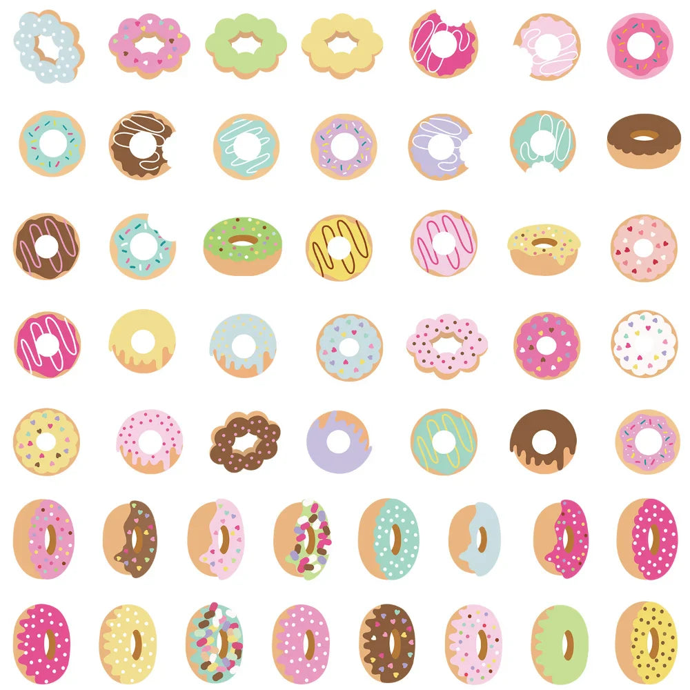 10/50pcs Colorful Candy Stickers Gift Toy for Girl Kawaii Cute Lollipop Donut Decal Sticker to Laptop Stationery Bike Guitar (Online Order Only)