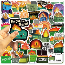 56Pcs Creative Dumpster on Fire Stickers For Phone Suitcase Journal Accessories Scrapbooking Supplies DIY Graffiti Stickers (Online Order Only)