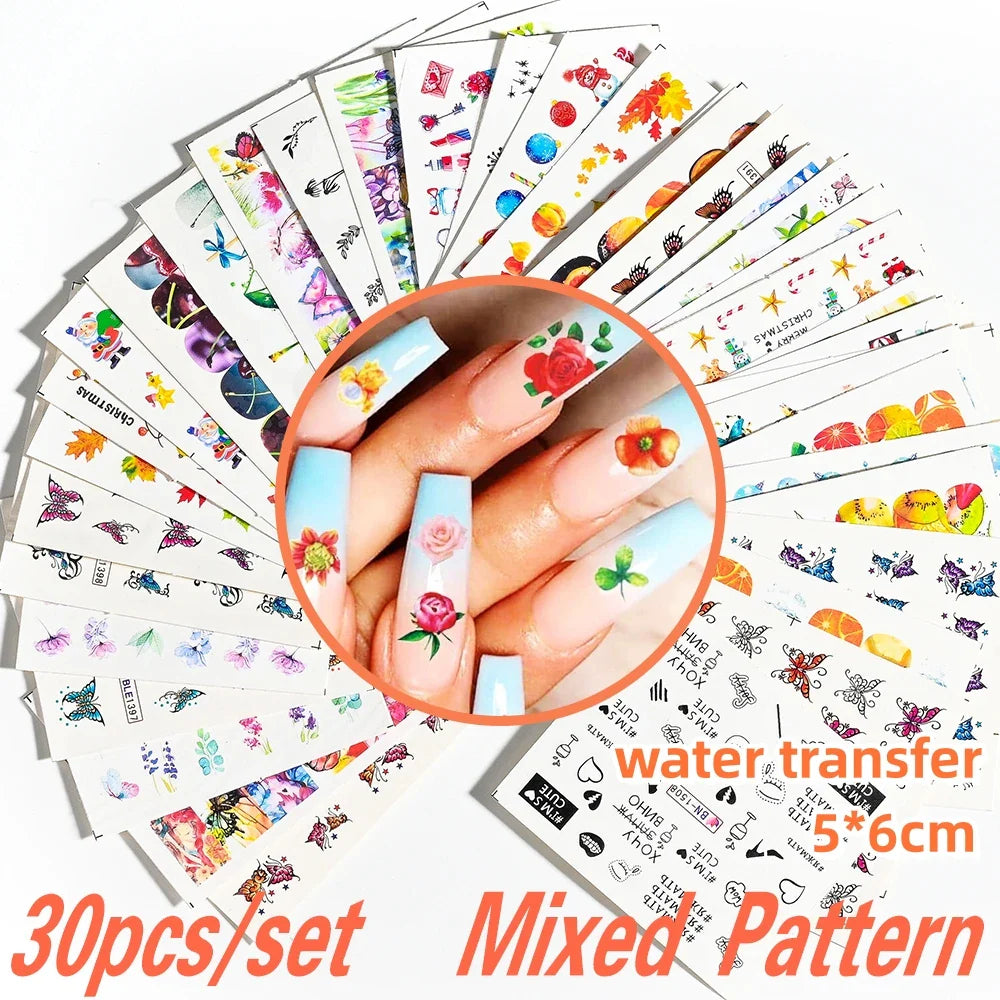 30pcs Black Flowers Nail Art Stickers 3D Self Adhesive Daisy Floral Nail Tips Design Decals Manicure Supplies For Women & Girls* (ONLINE ORDER ONLY)