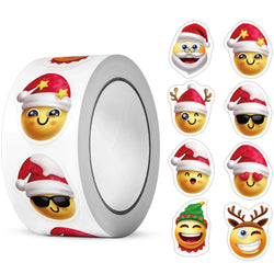 100-500pcs Heterotypic Christmas Themed Fun Face Stickers 8 Designs DlY Holiday Party Decoration label Stationery stickers (ONLINE ORDER ONLY)