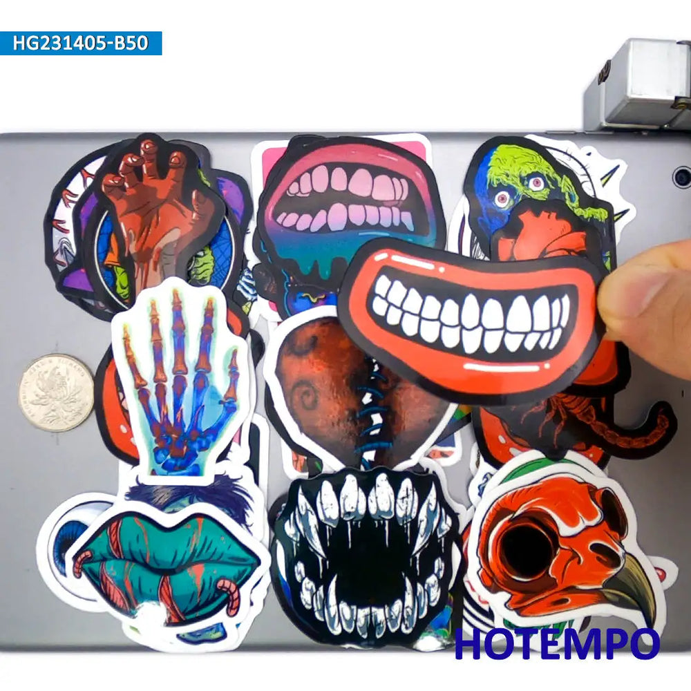 20/30/50Pieces Horror Art Zombie Monster Skull Devil Halloween Stickers for Motorcycle Car Bike Skateboard Phone Laptop Sticker (Online Order Only)