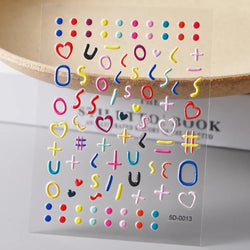 1Sheet Valentine's Day Decals 5D Nail Art Stickers Heart Self-Adhesive Slider Love Letters DIY Manicure Accessories "Dopamine" % (ONLINE ORDER ONLY)