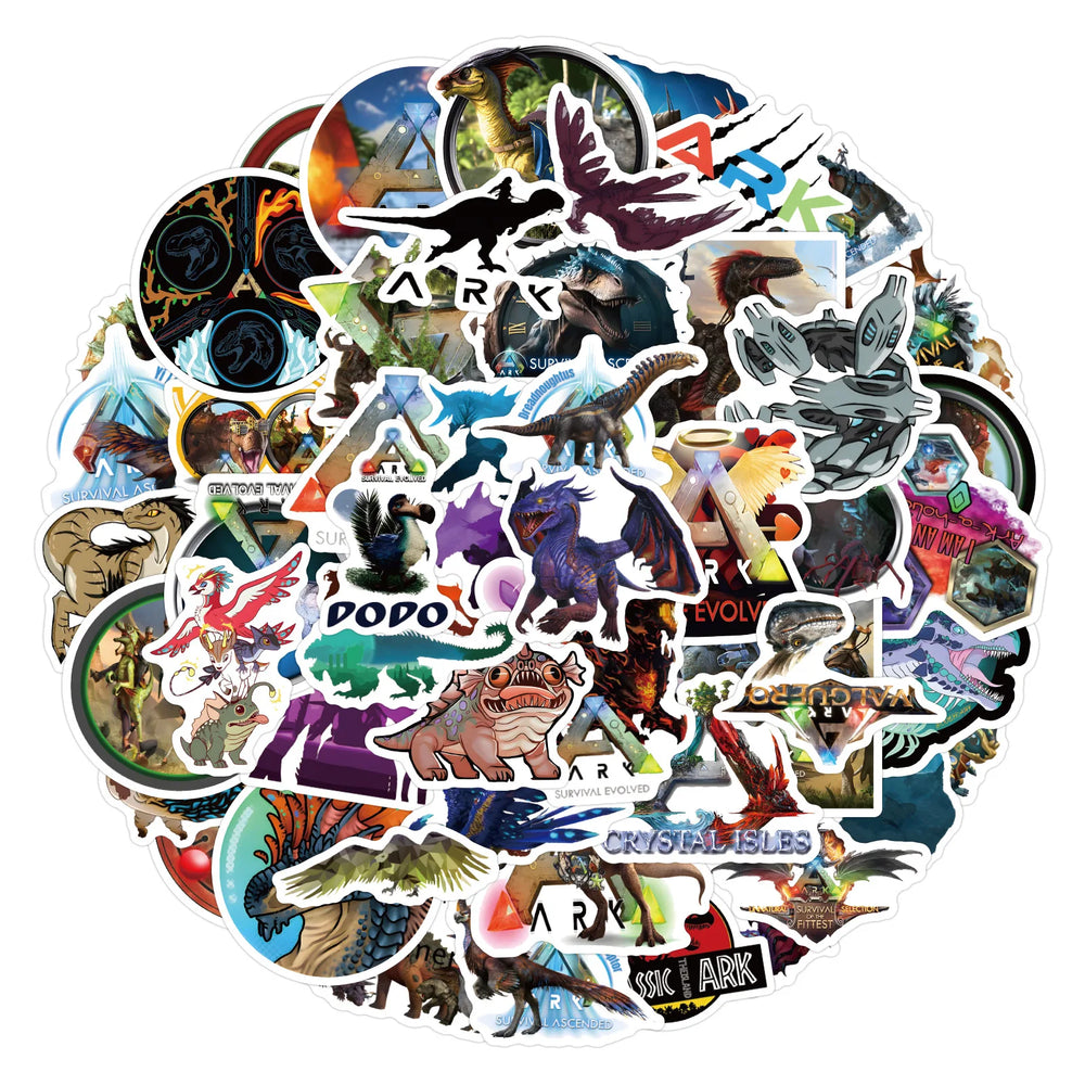 10/30/60PCS Ark Survival Evolved Cartoon Stickers Funny Game Sticker Scrapbook Luggage Laptop Guitar Bike Skateboard Decals Toy (ONLINE ORDER ONLY)