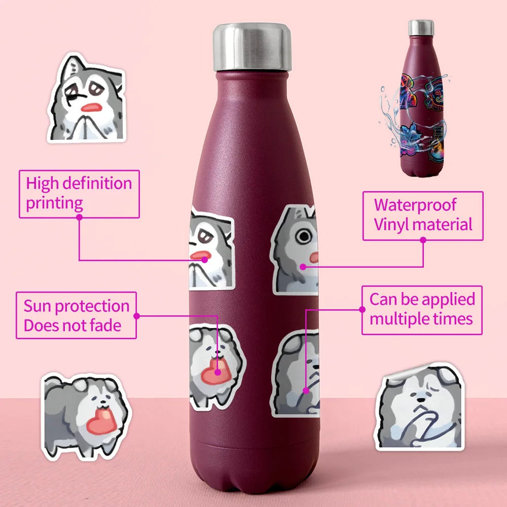 10/30/50PCS Silly Husky Stickers Cute Dog Meme Graffiti Toy Cartoon DIY Decoration Laptop Phone Guitar Car Bike Skateboard Decal (ONLINE ORDER ONLY)