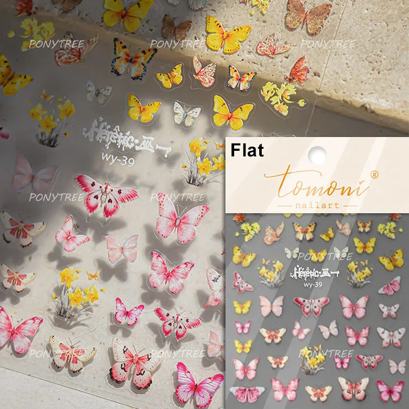 Colourful Butterfly Delicate Anmials Adhesive Nail Art Stickers Dreamy Winter Snowflake Rhinestone Manicure Decals Nail Supplies (ONLINE ORDER ONLY)