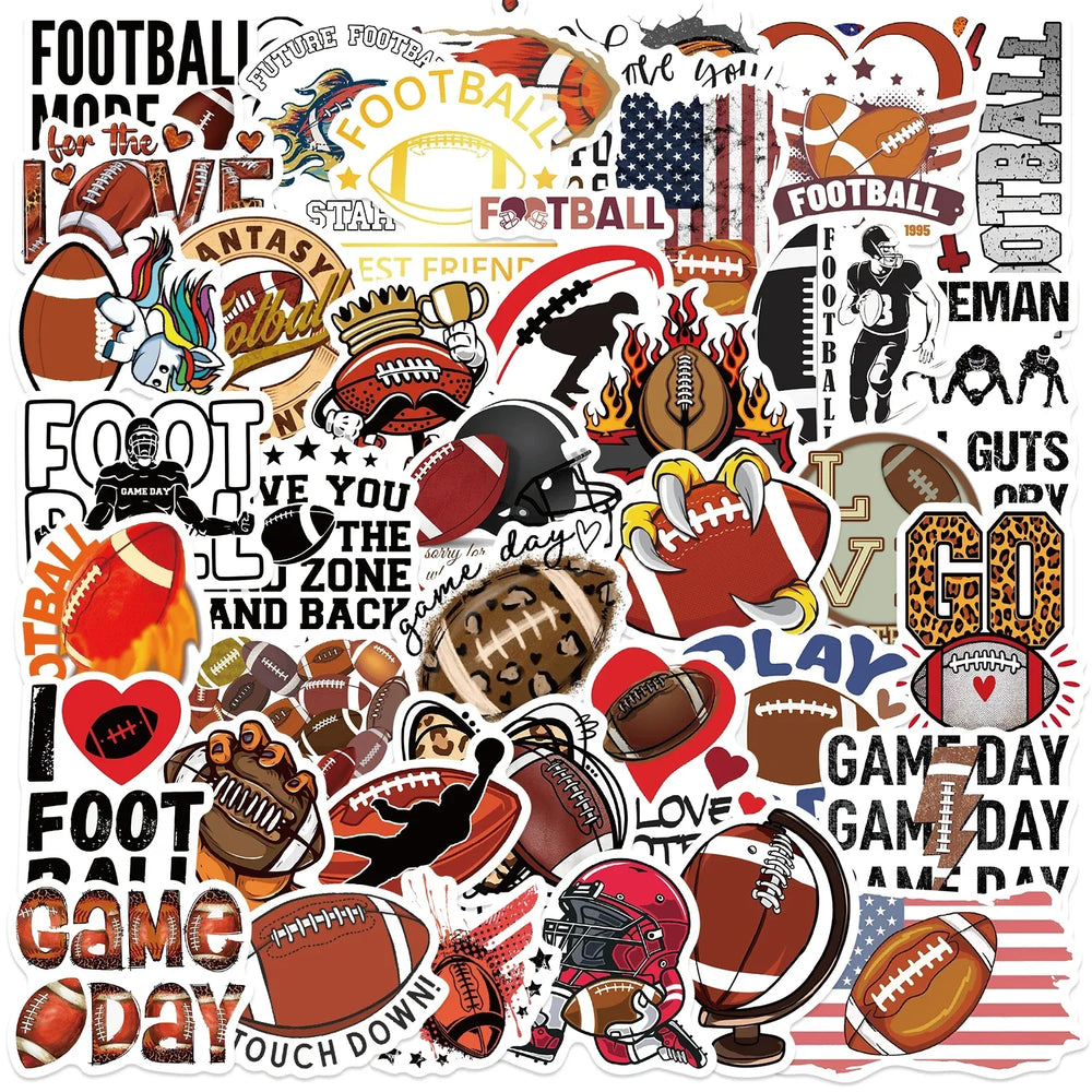 50pcs Football Stickers Aesthetic Waterproof Decals Decoration For Phone Luggage Water Bottle Kawaii Graffiti Sticker (ONLINE ORDER ONLY)