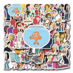 10/30/55PCS American Dad Cartoon Stickers Funny Animation Sticker DIY Luggage Laptop Guitar Car Bike Skateboard Decals Kids Toys (ONLINE ORDER ONLY)