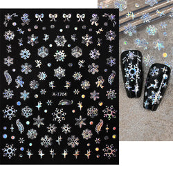 3D Snowflake Nail Art Decals Sliver Bronzing 3D Christmas Nail Art Decoration Self Adhesive Winter Christmas New Year Slides Y2K (ONLINE ORDER ONLY)