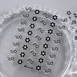 30pcs Black Flowers Nail Art Stickers 3D Self Adhesive Daisy Floral Nail Tips Design Decals Manicure Supplies For Women & Girls* (ONLINE ORDER ONLY)
