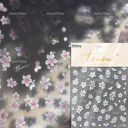 Embossed Flower Pink Butterfly Lucky Peach Blossom Chic Spring Petal 5D Soft Relief Adhesive Nail Art Stickers Manicure Decals (Online Order Only)