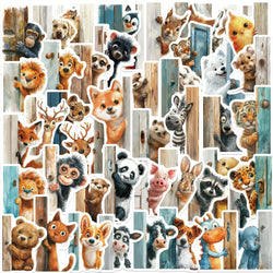 50PCS The Animal At The Door Stickers Aesthetic PVC Children Decoration Sticker For Sketchbook Scrapbook  Kids Classic Toys (Online Order Only)