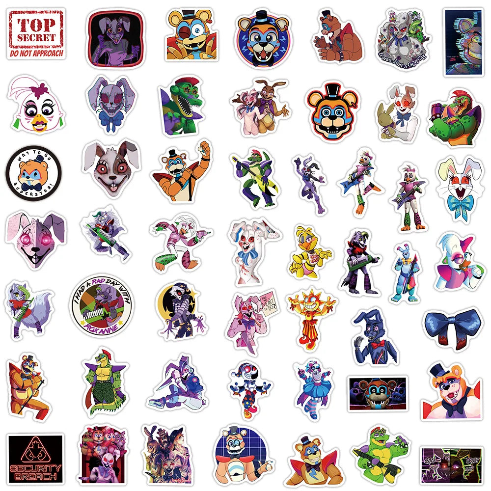 50/100PCS Game Stickers Freddy Bear Fazbear for Car Laptop Luggage Phone Decal Waterproof Sticker Toys Gifts (ONLINE ORDER ONLY)