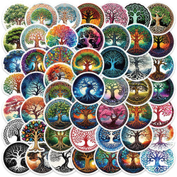 50pcs Aesthetic Cartoon Mysterious Life Trees Stickers Nature Water Bottle Decals Luggage Laptop Guitar Vinyl Car Sticker (ONLINE ORDER ONLY)