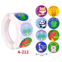 500Pcs Children's Cartoon Animal Stickers Baby Stickers Kindergarten Inspirational Little Red Flower Reward Roll Stickers (Online Order Only)