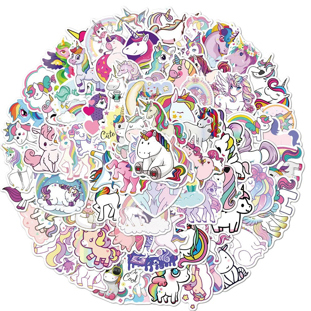 10/30/50/100PCS Cute Animals Pink Unicorn Cartoon Sticker DIY Diary Phone Laptop Luggage Skateboard Graffiti Decals Fun for Kid (ONLINE ORDER ONLY)