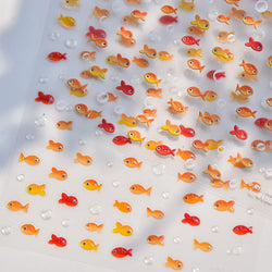 Little Red Fish Jelly Summer Goldfish Carp Ocean Beach Mermaid Sea Shiny Small Koi Soft Relief Nail Art Stickers Manicure Decals (ONLINE ORDER ONLY)