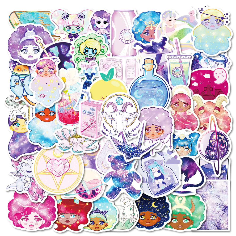 50Pcs Cute Dream Girl Graffiti Stickers for Helmet, Wall, DIY Decor (Online Order Only)