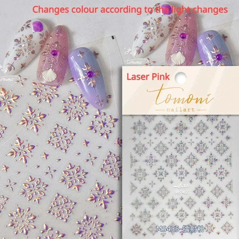 Bronzing Jelly Laser Snowflake Christmas Hot 5D Soft Embossed Relief Self Adhesive Nail Art Decoration Sticker 3D Manicure Decal (ONLINE ORDER ONLY)