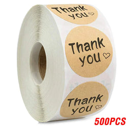 100-500pcs Round Natural Kraft Handmade Stickers Scrapbooking For Package Adhesive Thank You Sticker Seal Labels Stationery (ONLINE ORDER ONLY)