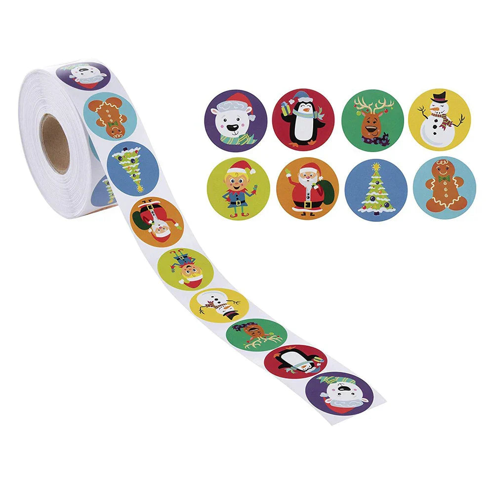 100-500pcs Christmas Sticker 8 Designs Pattern Cartoon Sticker For Kids Toys Christmas Gift Waterproof Adhesive Labels (ONLINE ORDER ONLY)