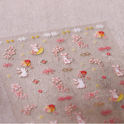 Rabbit Bunny Moon Flower Lantern Peach Blossom Star Bowknot Self Adhesive Nail Art Stickers Rhinestone Delicate Manicure Decals (ONLINE ORDER ONLY)