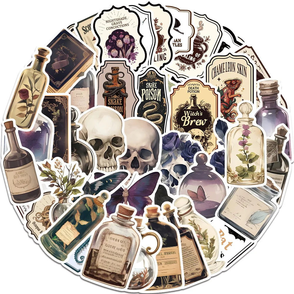 50PCS Cool Gothic Graffiti Skull Stickers Decals Kids Toy DIY Diary Suitcase Scrapbook Phone Laptop Bike Sticker (ONLINE ORDER ONLY)