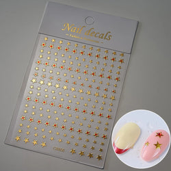 1 Sheet Star Nail Art Stickers 3d Self Adhesive Nail Decals Black White Golden Silver Color Star Design Nail Supplies Accessory (ONLINE ORDER ONLY)