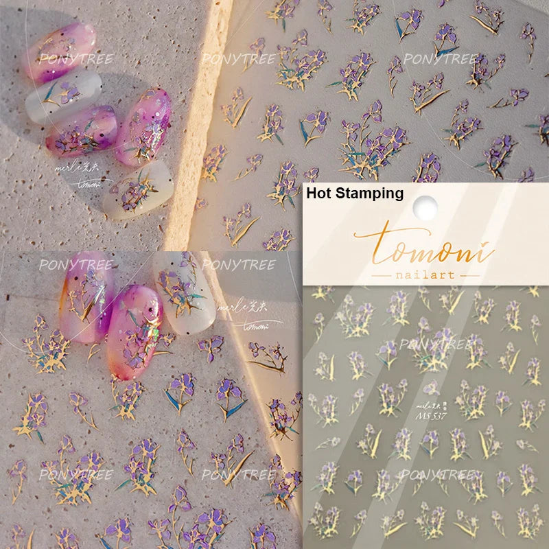 Romantic Lily of The Valley Candle Holder Wreath Bowknot Butterfly Dreamy Adhesive Nail Art Decorations Stickers Manicure Decals (Online Order Only)