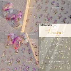 Romantic Lily of The Valley Candle Holder Wreath Bowknot Butterfly Dreamy Adhesive Nail Art Decorations Stickers Manicure Decals (Online Order Only)