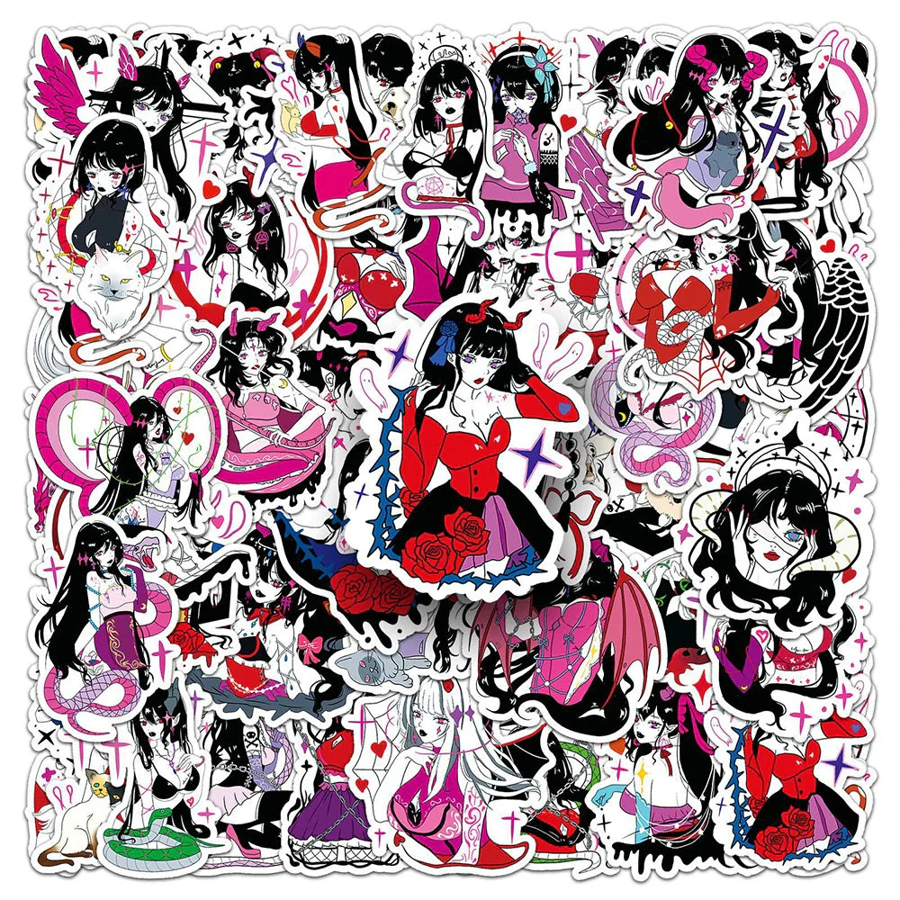 Gothic Anime Demon Girl Stickers Waterproof Decals for Skateboard Laptop Motorcycle Phone Car Bike (Online Order Only)