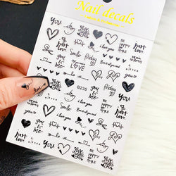 1PC Heart Love Design 3D Nail Art Sticker English Letter Self-Adhesive Slider Valentine's Day DIY Manicure Tips Accessories Tool (ONLINE ORDER ONLY)