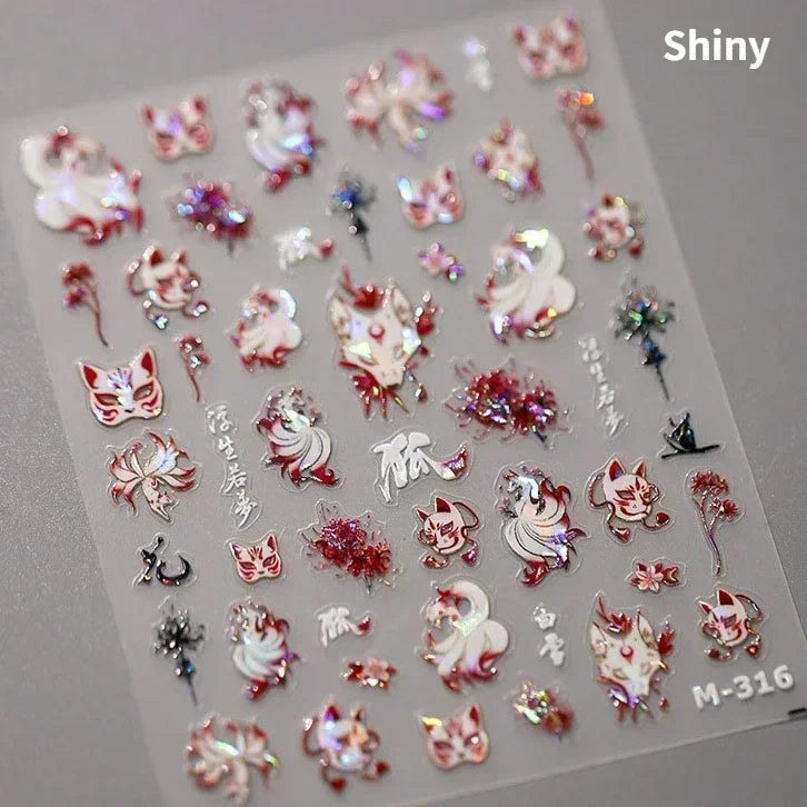 Dark Sword Coiled Snake Cross Butterfly Wing Starburst Starlight Gothic Reptile Animals Nail Art Sticker Festival Manicure Decal (ONLINE ORDER ONLY)