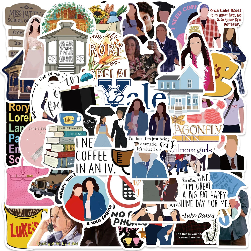 50PCS Gilmore Girls Stickers Decorative DIY For Car Skateboard Laptop Phone Luggage Creative Graffiti Waterproof Sticker Toys (ONLINE ORDER ONLY)